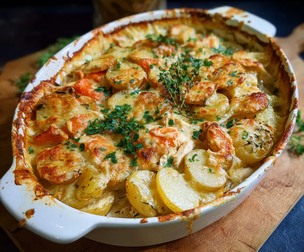Cheesy Chicken and Potato Bake