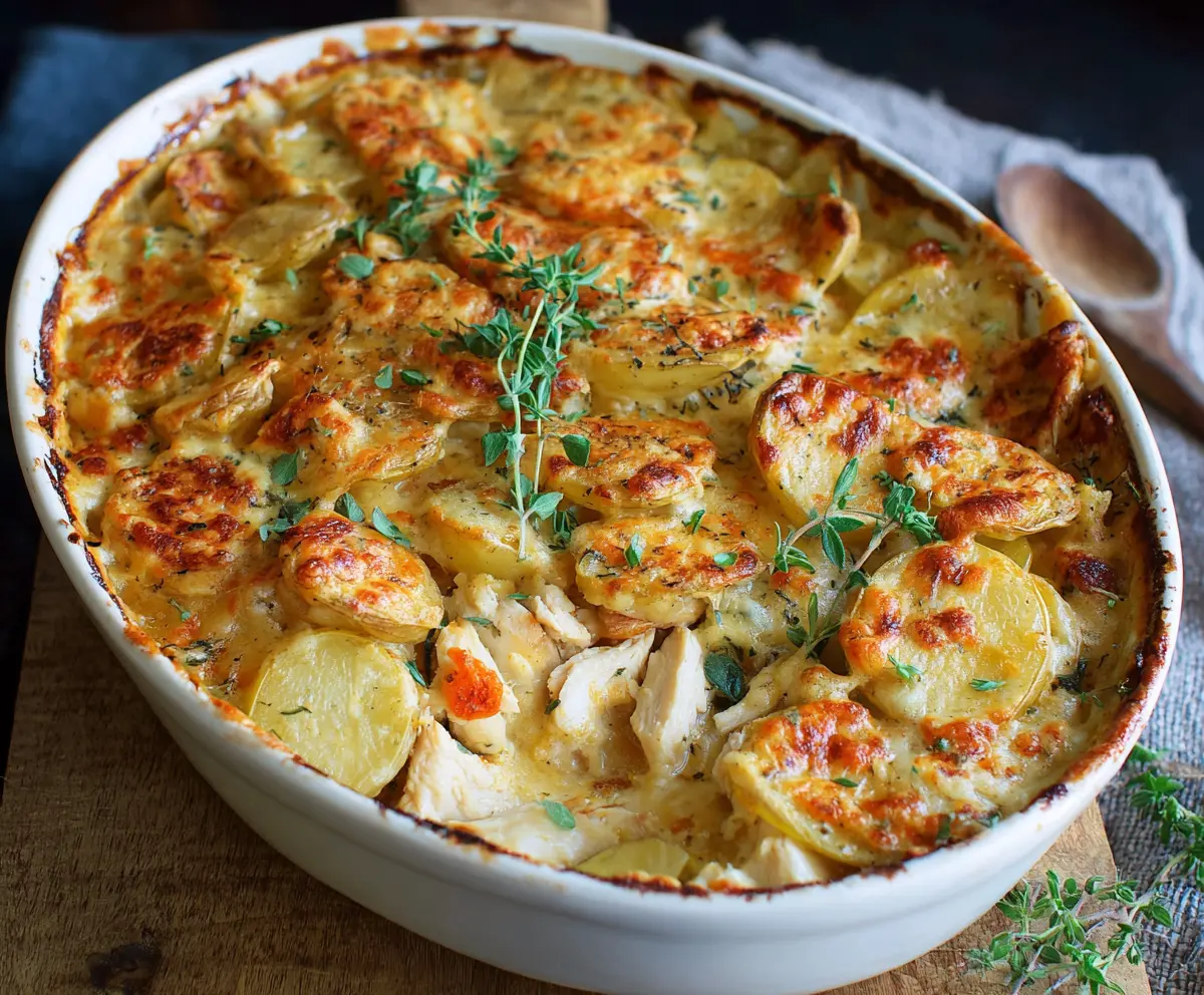 Easy Cheesy Chicken & Potato Bake