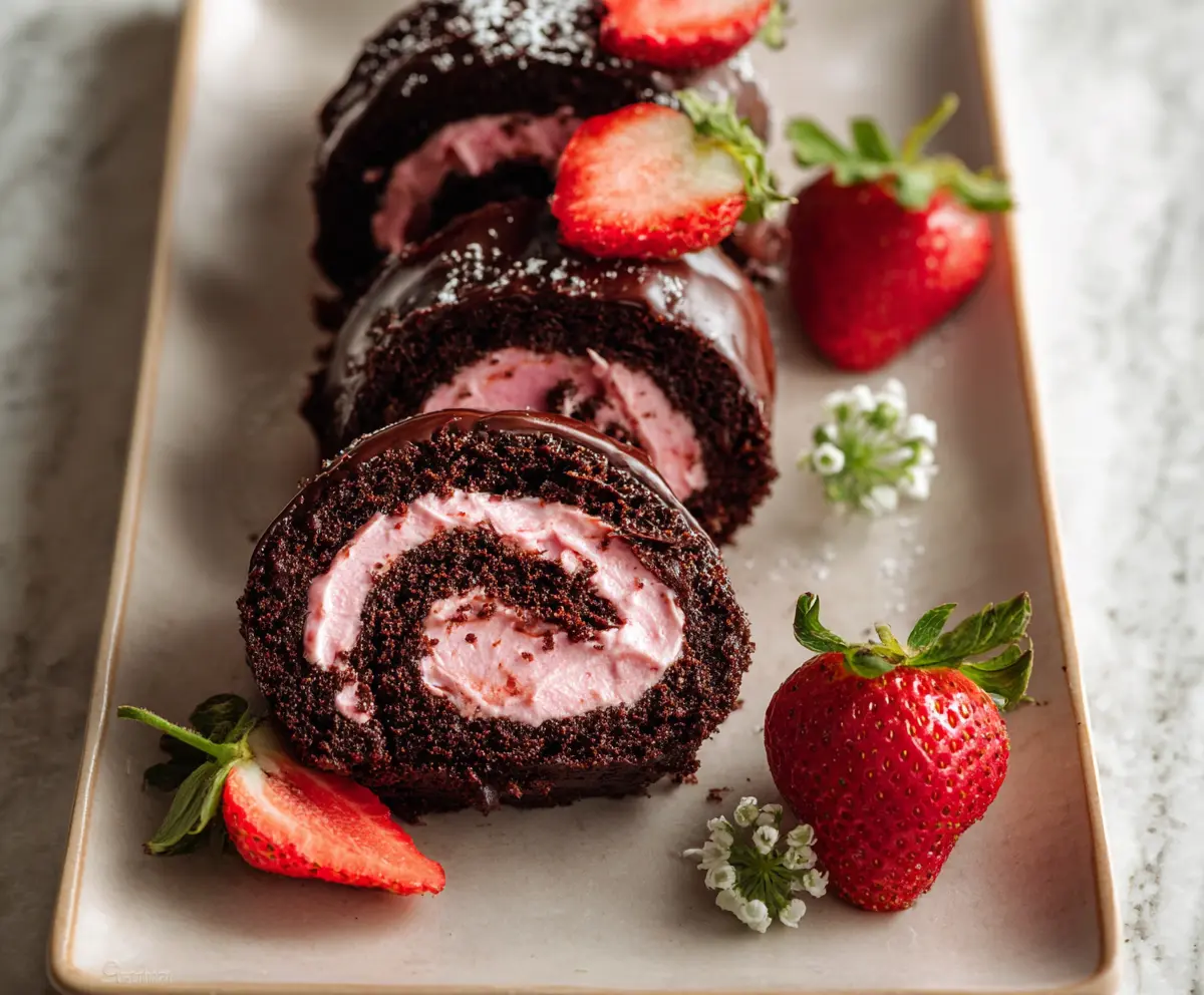 Delicious Chocolate Rolls with Strawberry Frosting