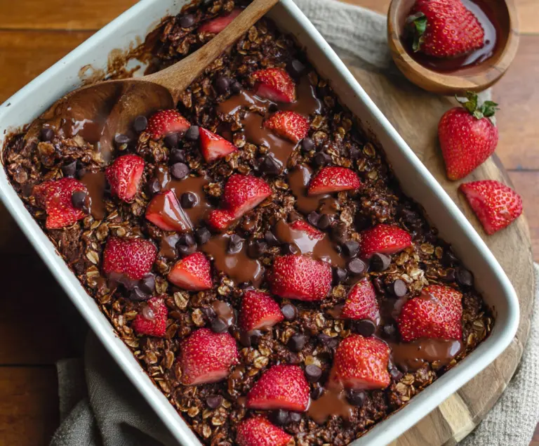 Chocolate Strawberry Baked Oatmeal