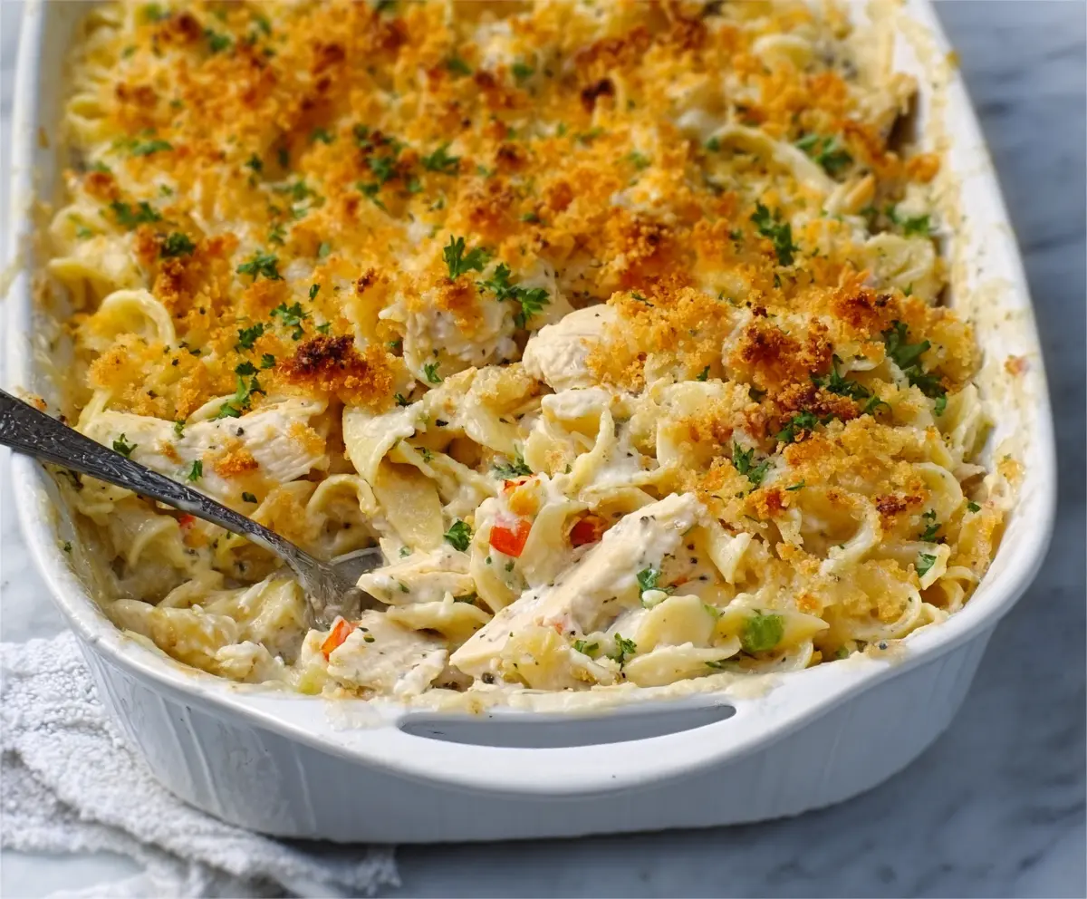 Easy Creamy Chicken Noodle Casserole
