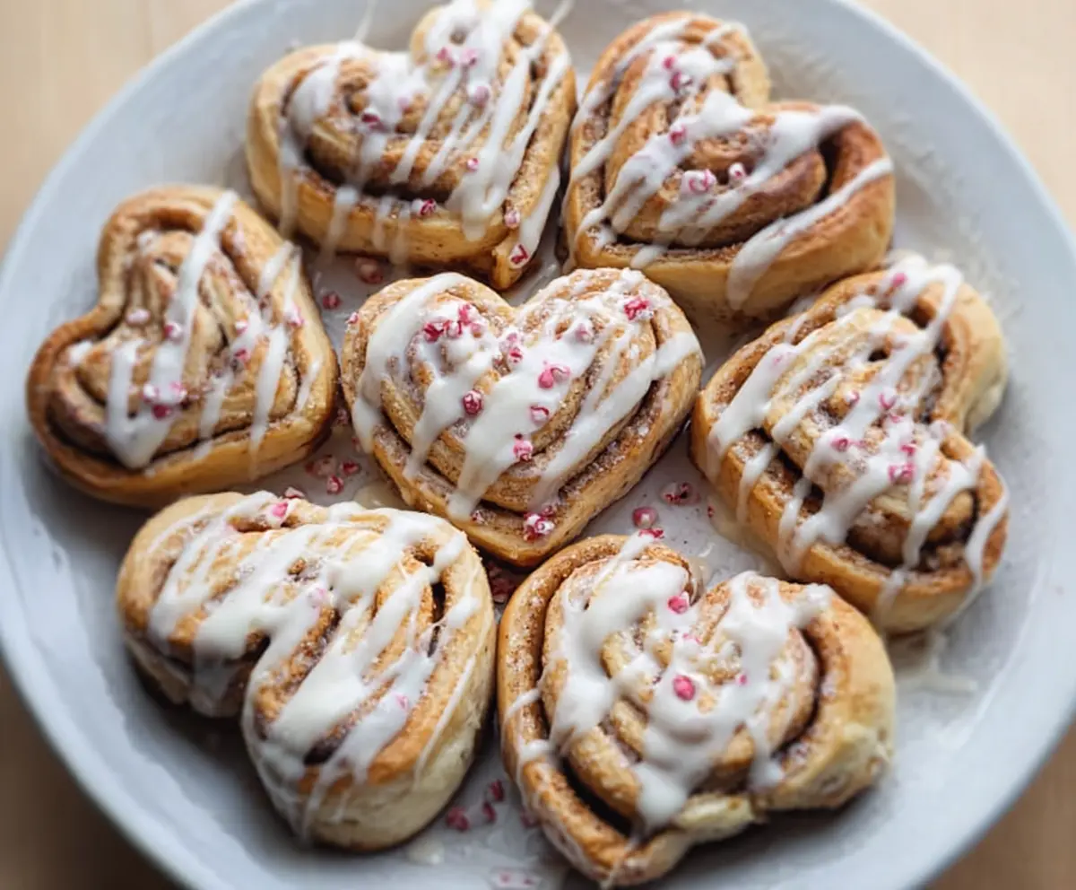 Sweet Heart-Shaped Cinnamon Rolls