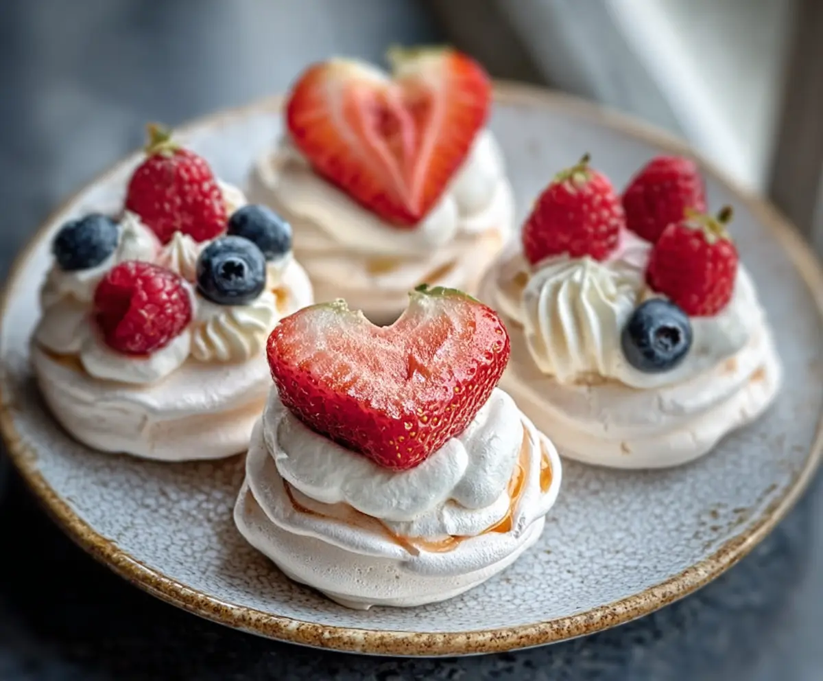 Mini Heart Pavlovas for Valentine's Day