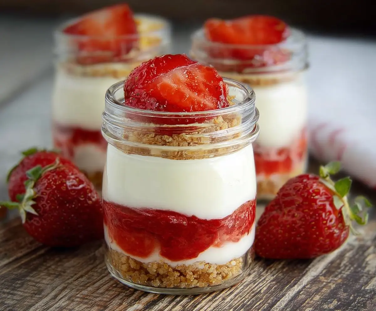 Easy No-Bake Strawberry Cheesecake Jars
