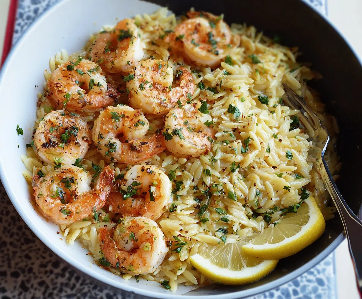 Easy Shrimp Orzo in Lemon Garlic Sauce