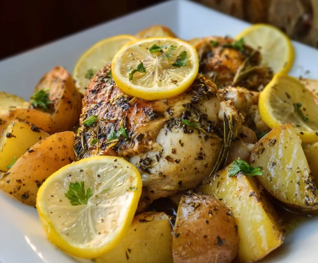Slow Cooker Greek Lemon Chicken and Potatoes