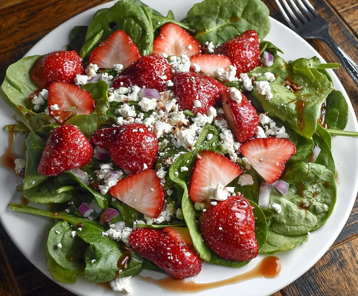 Fresh Strawberry Spinach Salad with Goat Cheese