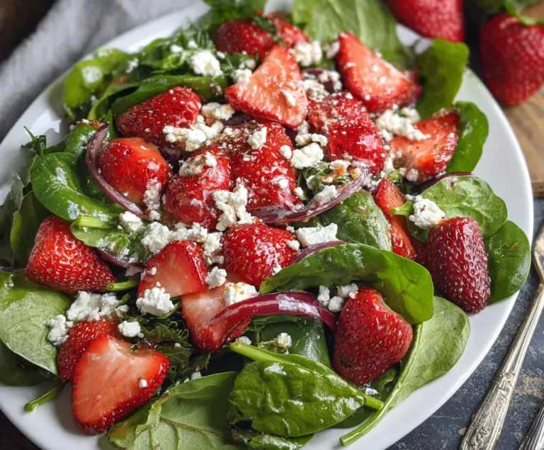 Strawberry Spinach Salad with Goat Cheese