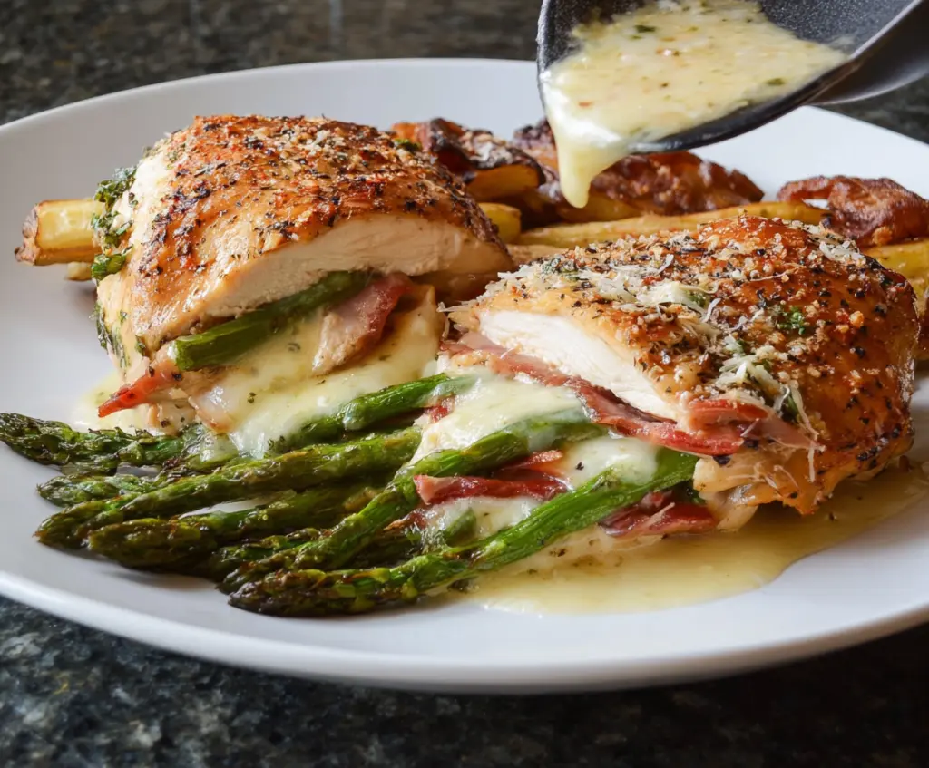 Brie, Asparagus and Prosciutto-Stuffed Chicken