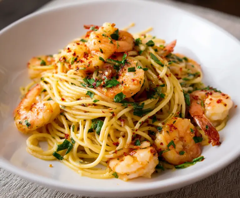 Spicy Garlic Shrimp Spaghetti