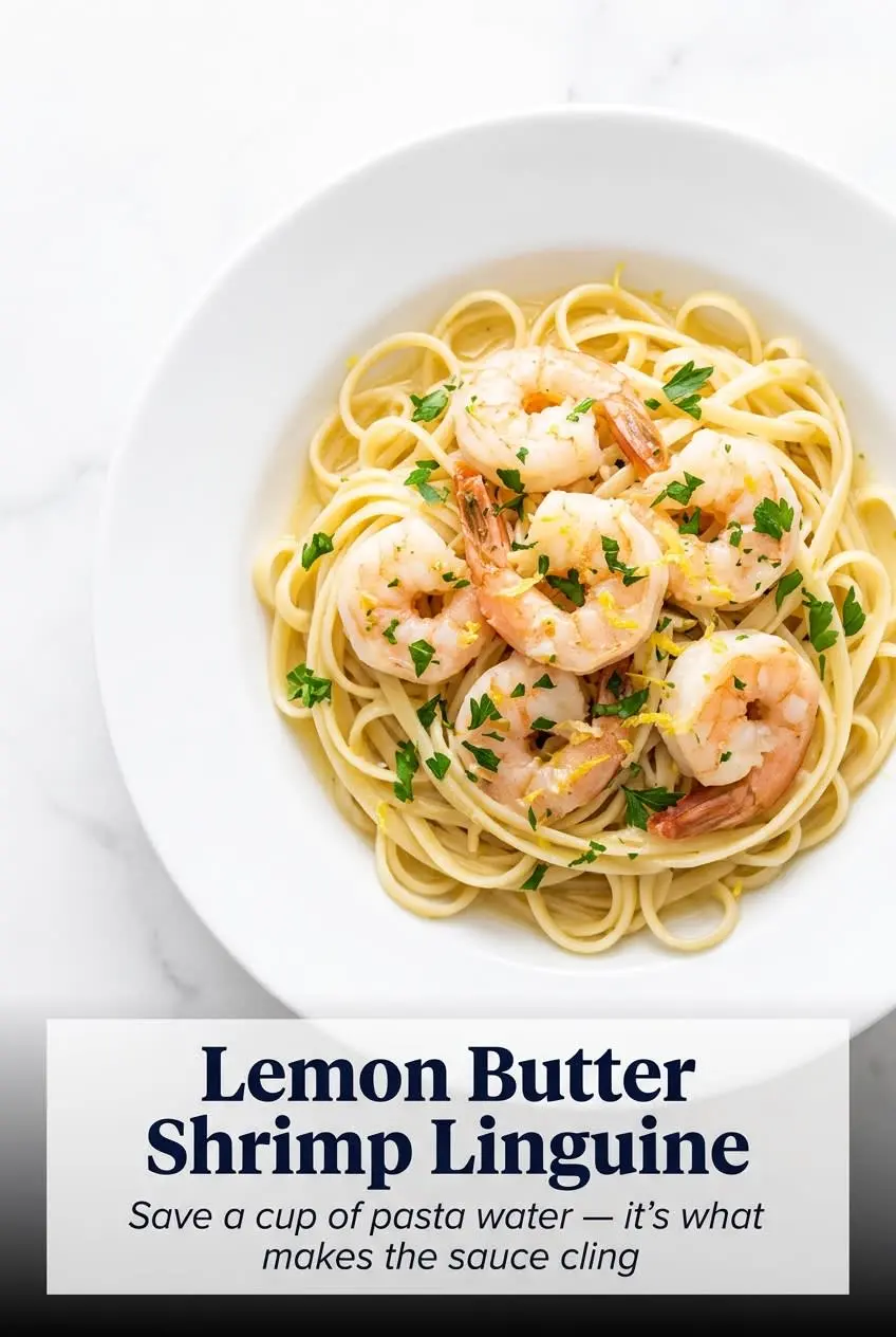 lemon butter shrimp linguine with garlic and parsley