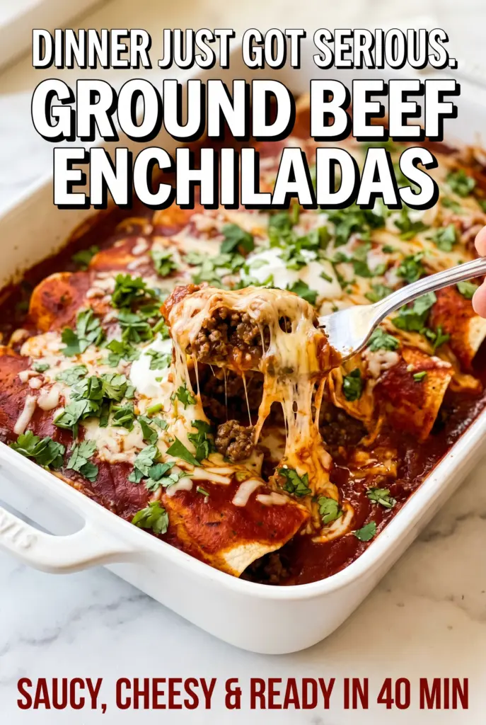 Ground Beef Enchiladas with Red Sauce