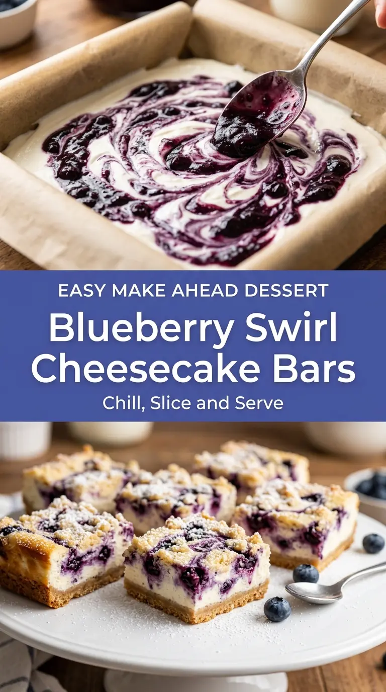 Blueberry Swirl Cheesecake Bars