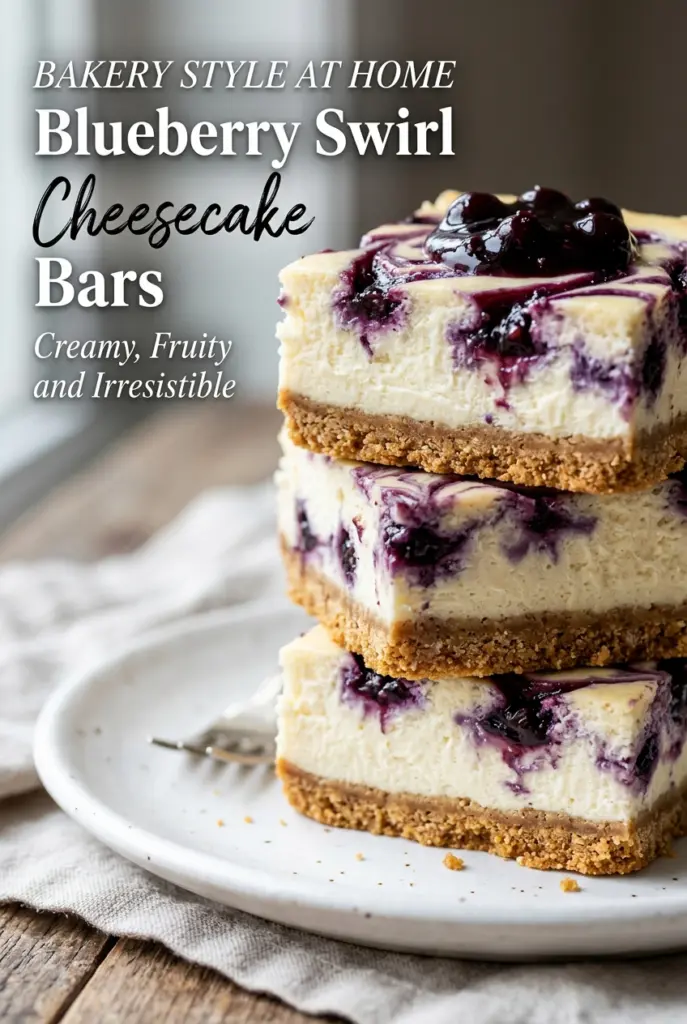 Blueberry Swirl Cheesecake Bars