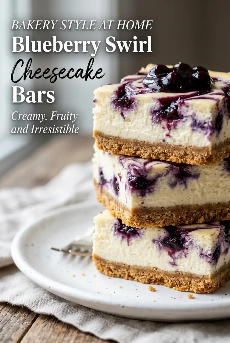 Blueberry Swirl Cheesecake Bars