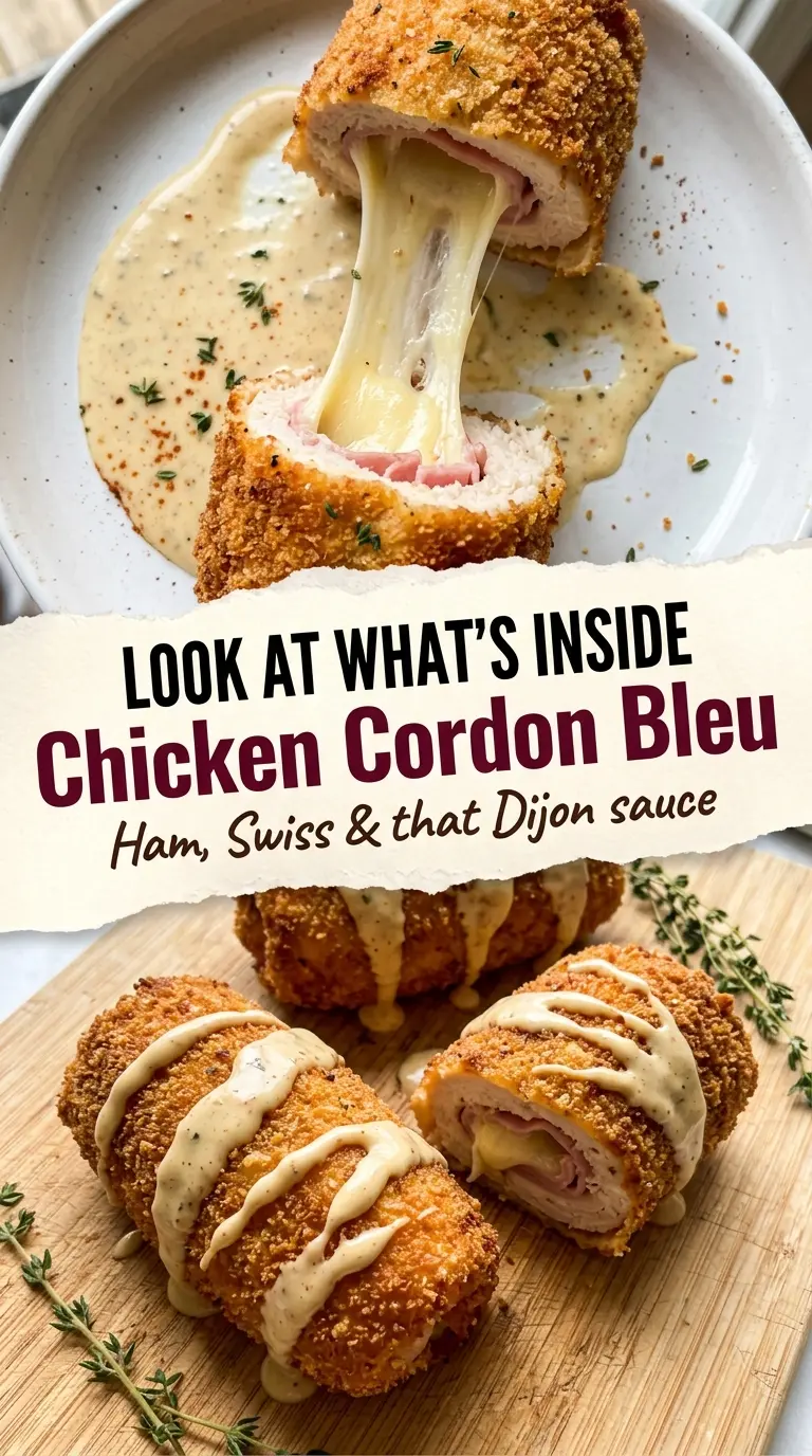 Chicken Cordon Bleu crispy golden Swiss ham