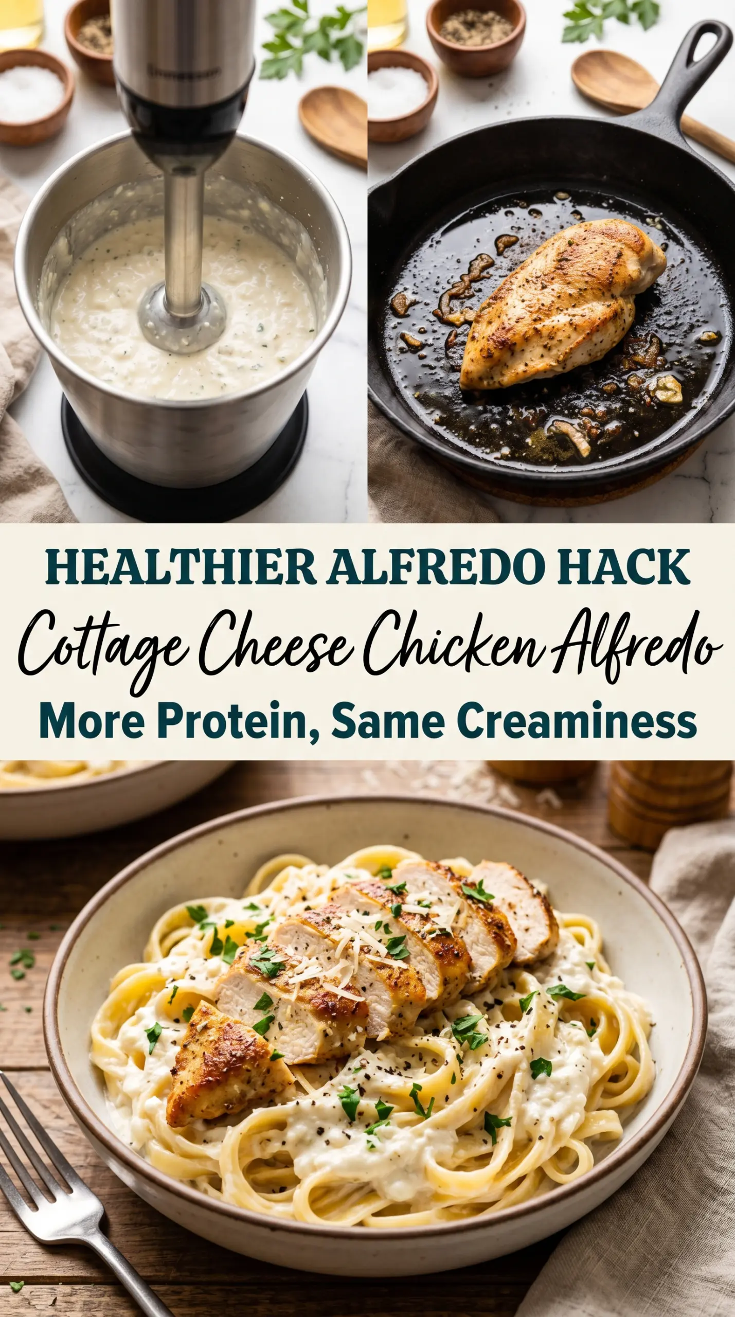 High-Protein Cottage Cheese Chicken Alfredo