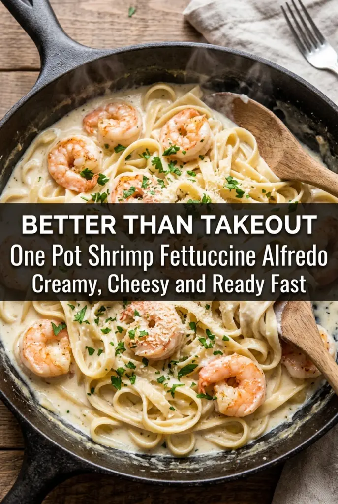 One Pot Shrimp Fettuccine Alfredo