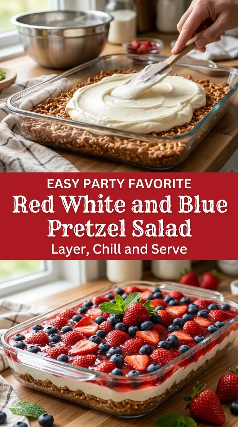 Red White and Blue Pretzel Salad
