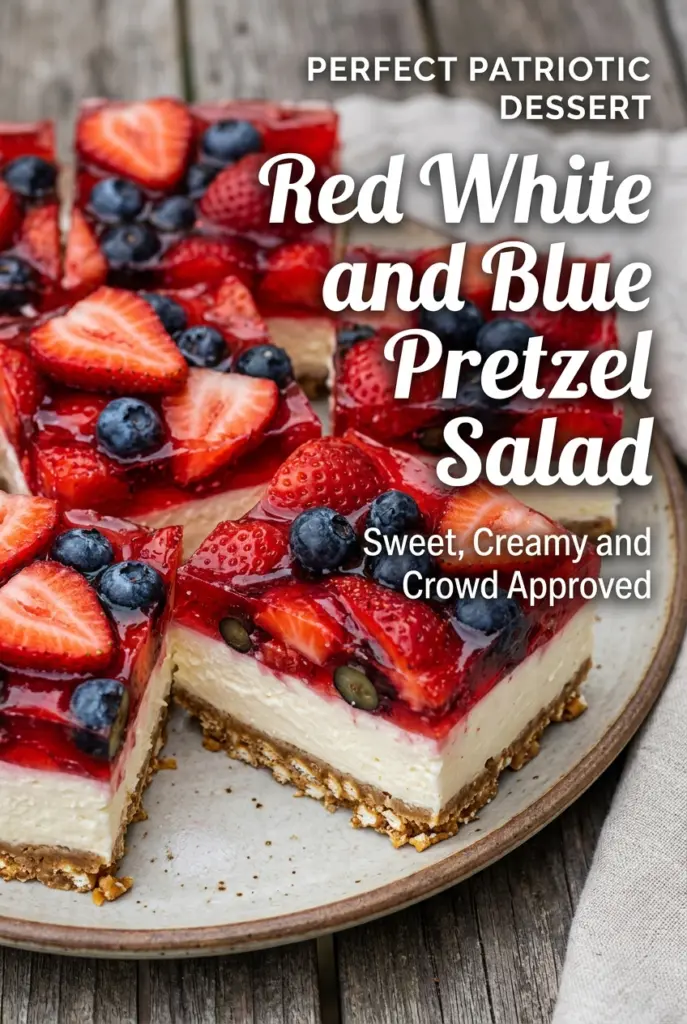 Red White and Blue Pretzel Salad