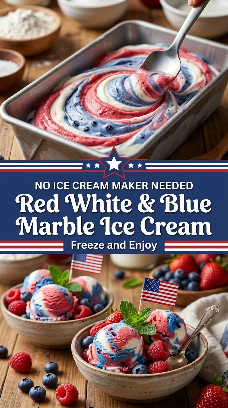 Red White & Blue Marble Ice Cream
