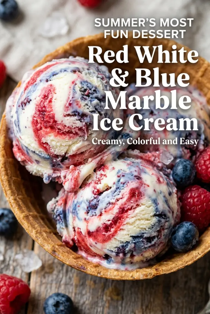 Red White & Blue Marble Ice Cream