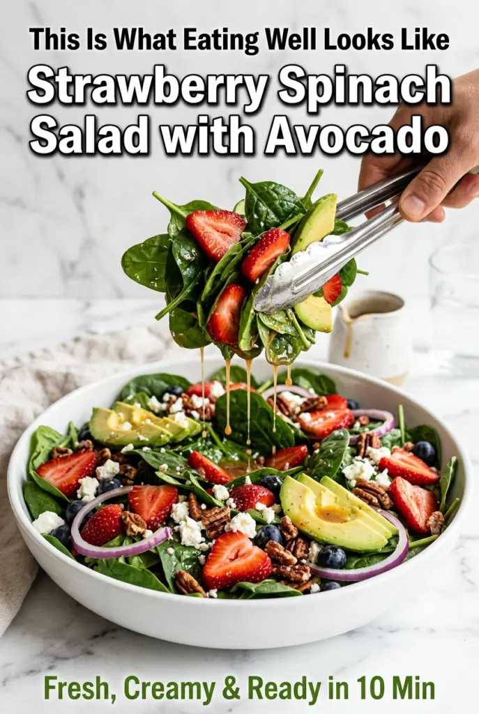 Gorgeous Strawberry Spinach Salad with Avocado