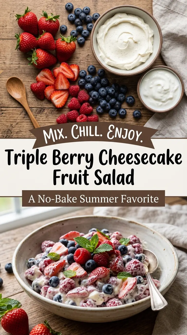 Triple Berry Cheesecake Fruit Salad creamy fresh berries