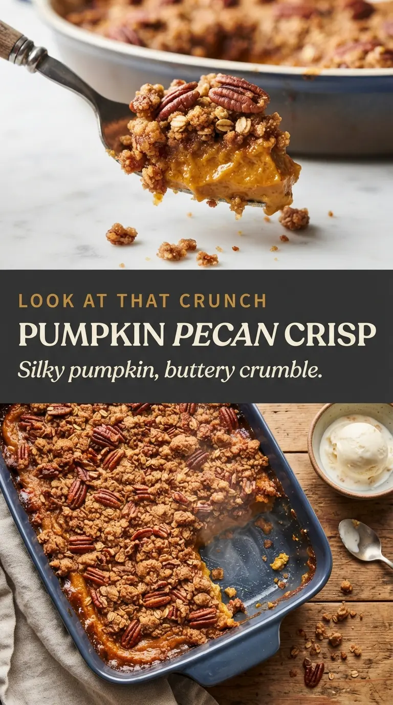 Baked Pumpkin Crisp with Pecan Oat Topping warm spiced crumble