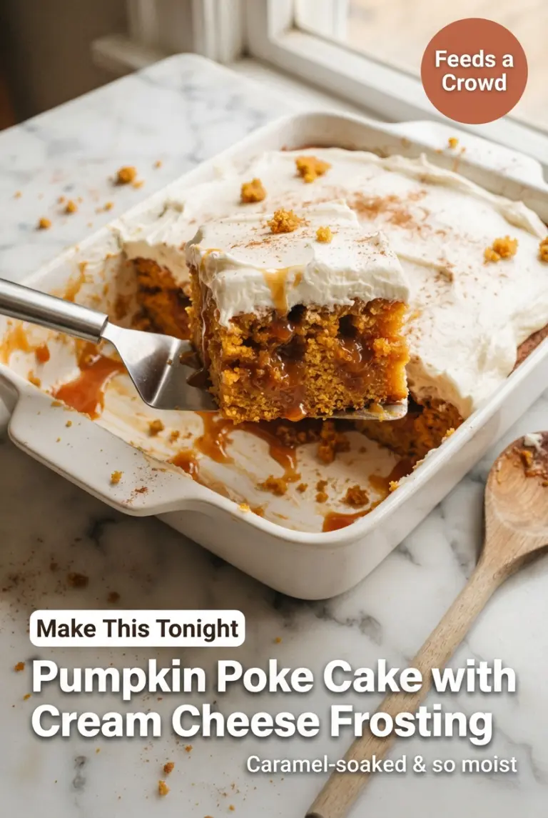 Caramel Pumpkin Poke Cake with Cream Cheese Frosting