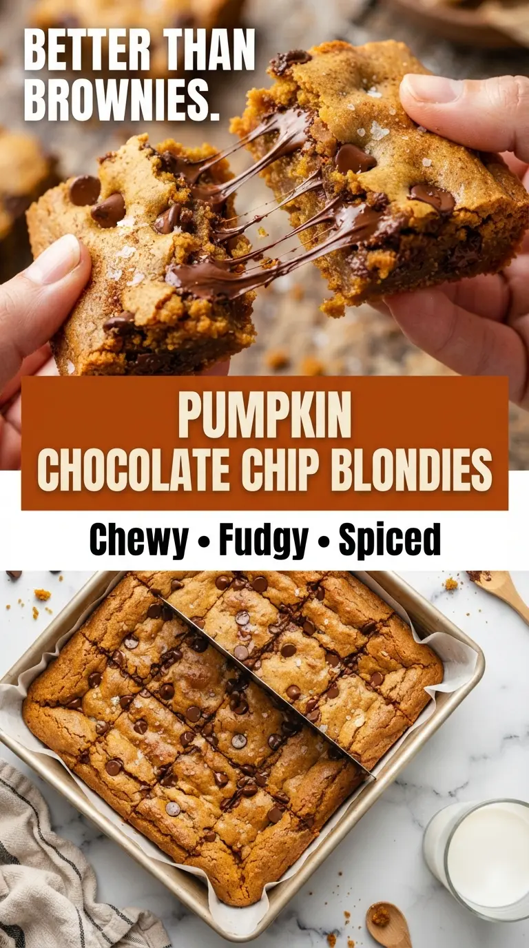 Chewy Brown Butter Pumpkin Chocolate Chip Blondies