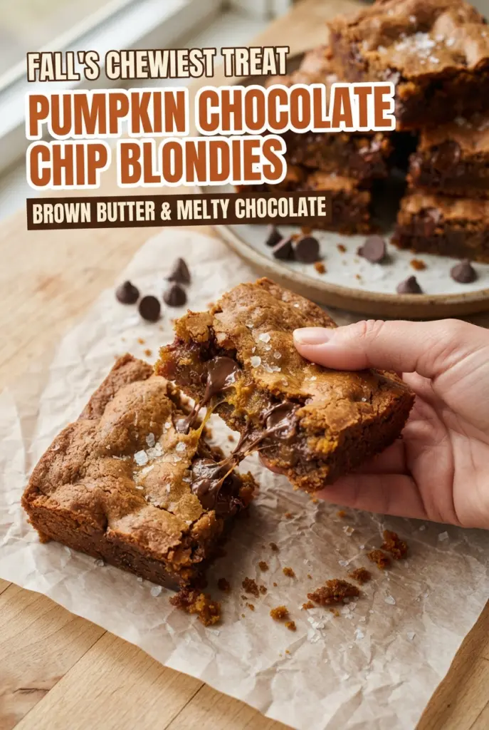 Chewy Brown Butter Pumpkin Chocolate Chip Blondies
