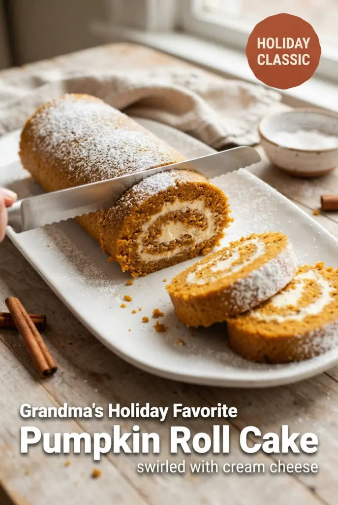 Classic Pumpkin Roll Cake with Cream Cheese Filling