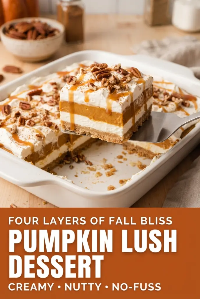Layered Pumpkin Lush Dessert with Cream Cheese and Pudding