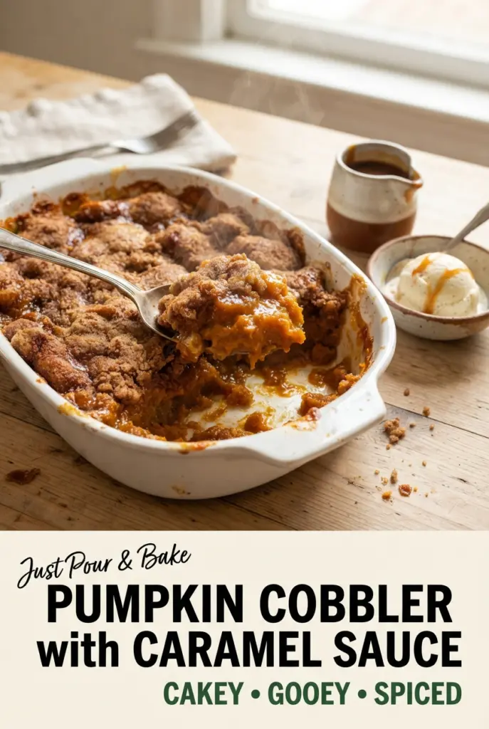 Magic Pumpkin Cobbler with Salted Caramel Sauce