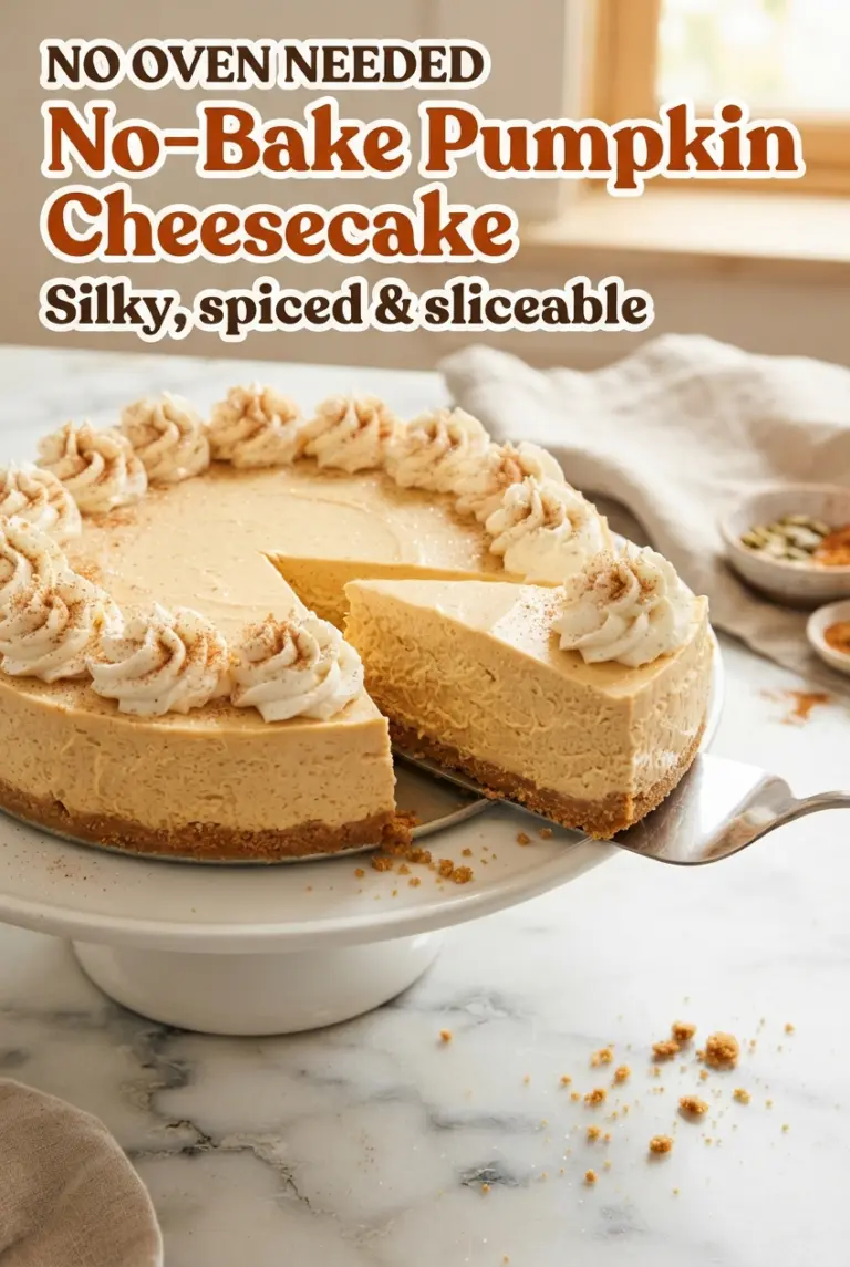 No-Bake Pumpkin Cheesecake with Graham Cracker Crust