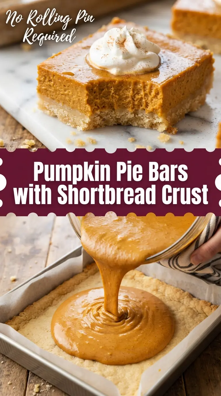 Pumpkin Pie Bars with Buttery Shortbread Crust pumpkin-spiced creamy