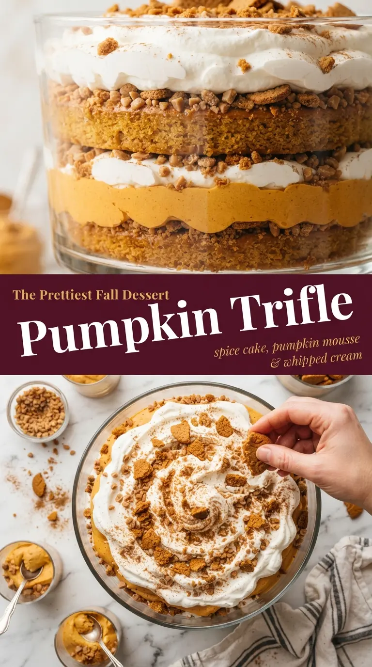 Pumpkin Trifle with Spice Cake and Whipped Cream creamy layered dessert