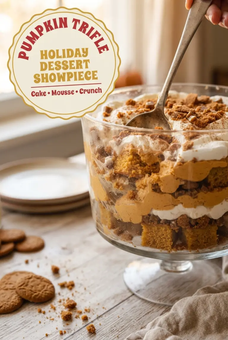 Pumpkin Trifle with Spice Cake and Whipped Cream