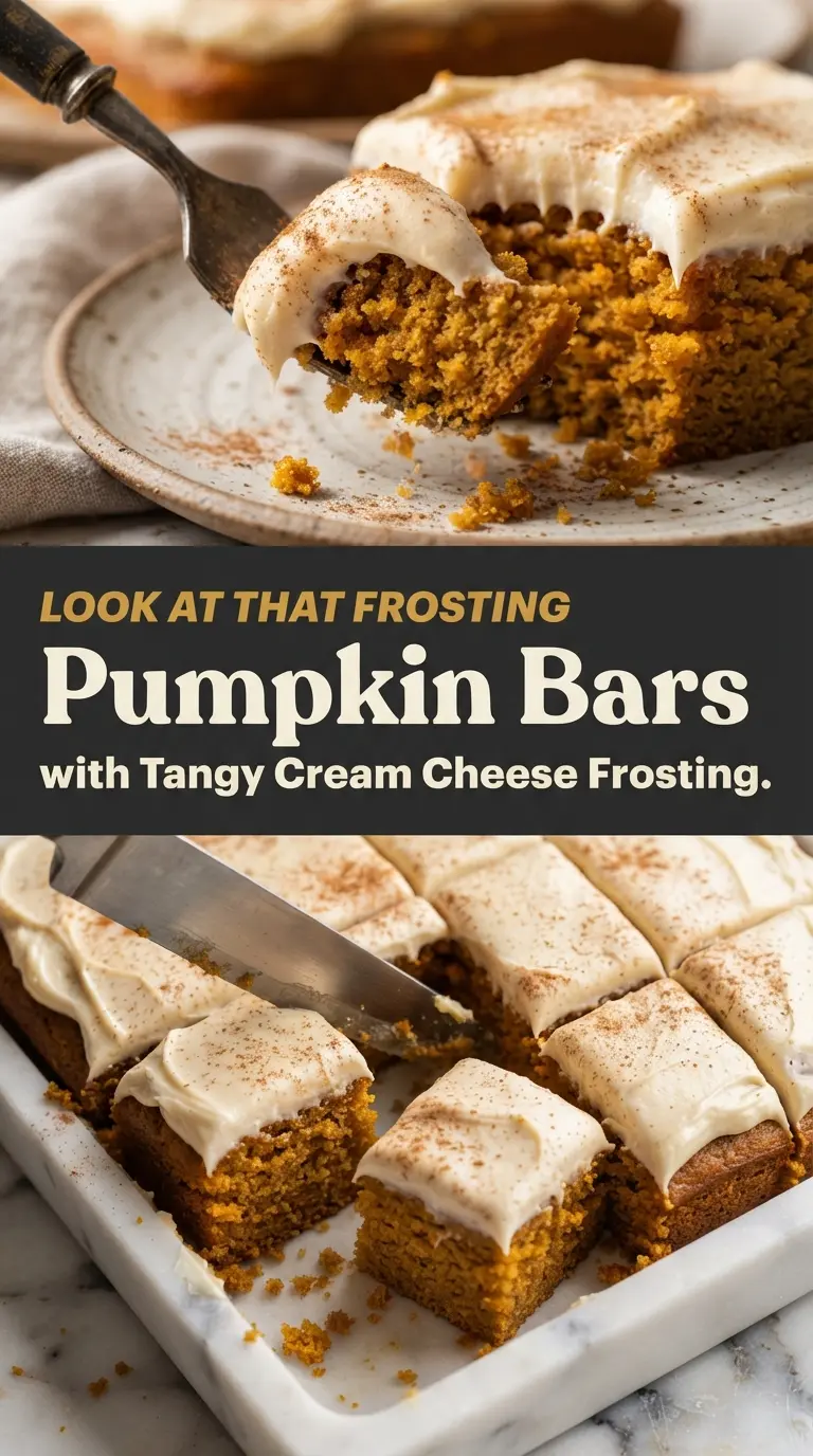 Soft Pumpkin Bars with Cream Cheese Frosting, thick and fluffy
