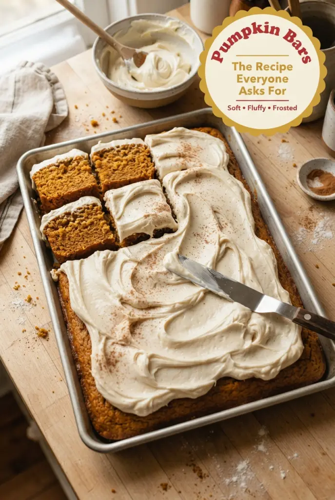 Soft Pumpkin Bars with Cream Cheese Frosting
