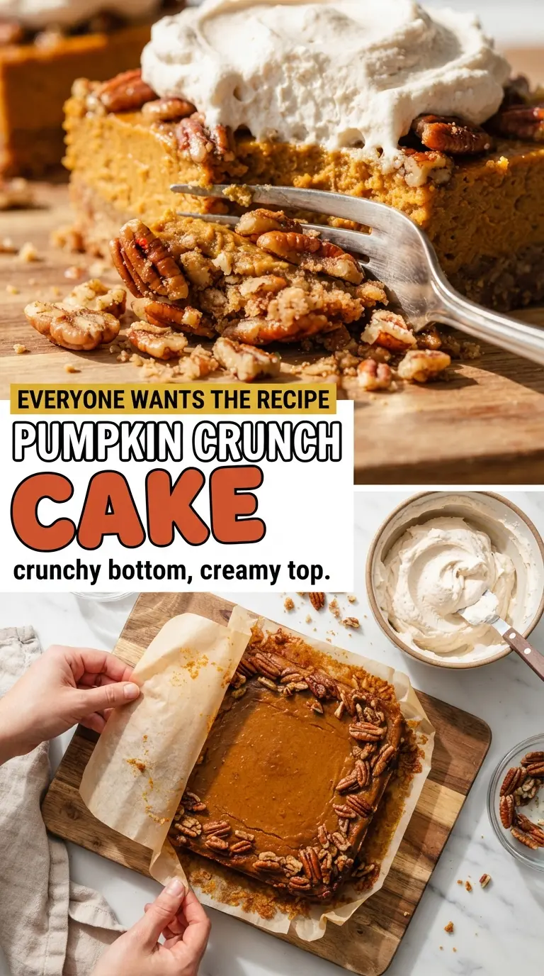 Upside-Down Pumpkin Crunch Cake with Whipped Cream Cheese Frosting