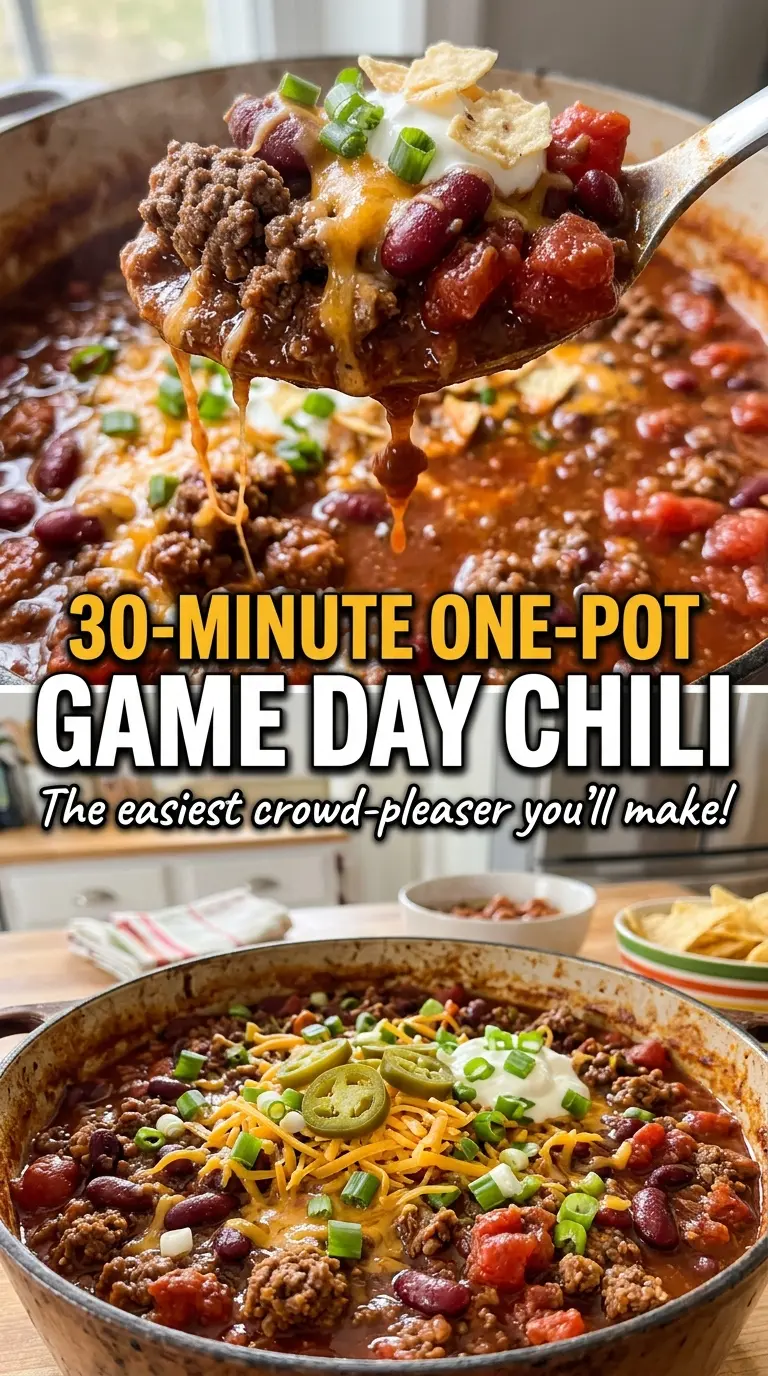 30-Minute One-Pot Game Day Chili with rich tomato sauce