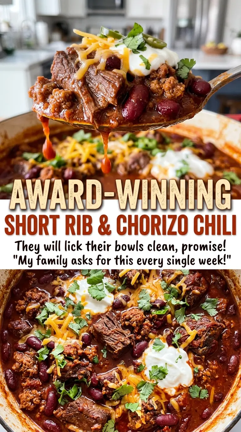 Award-Winning Short Rib and Chorizo Chili thick and smoky