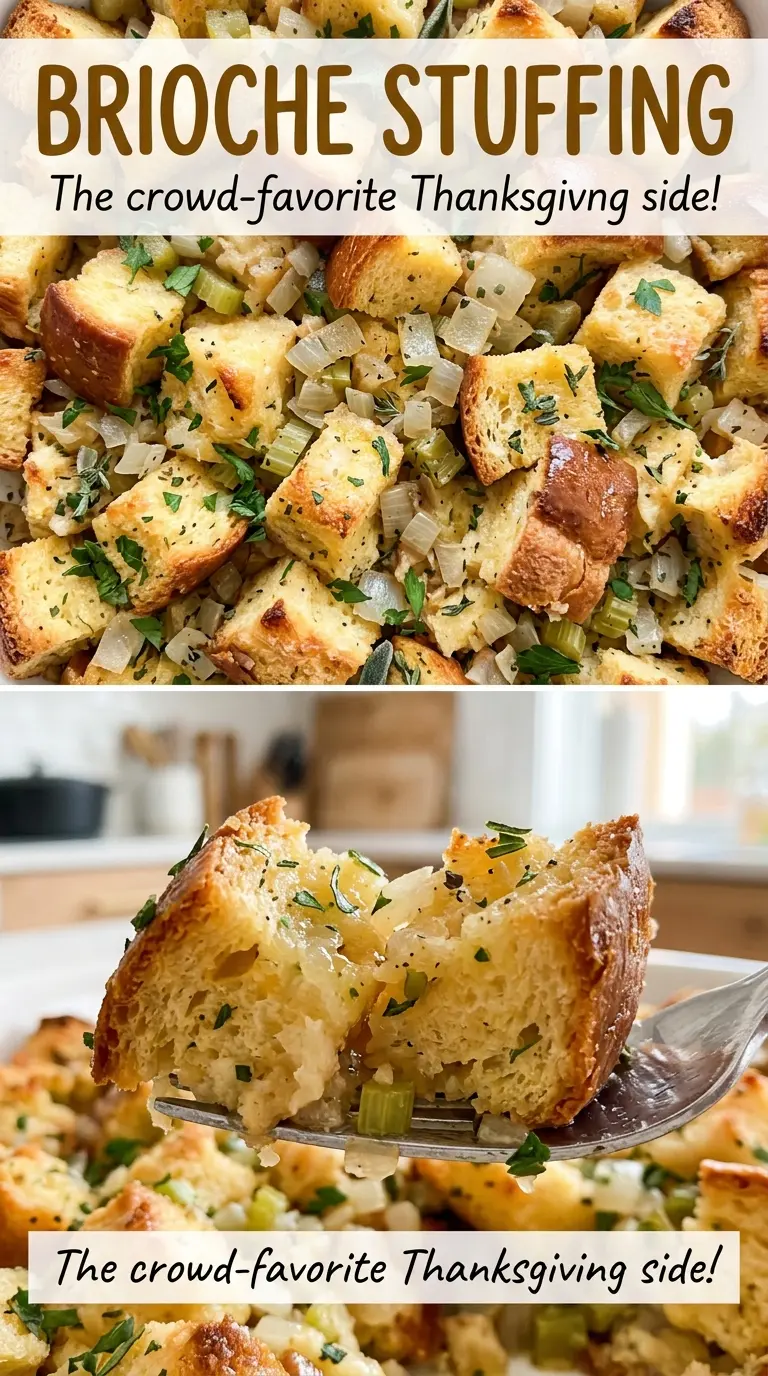Brioche stuffing with golden top