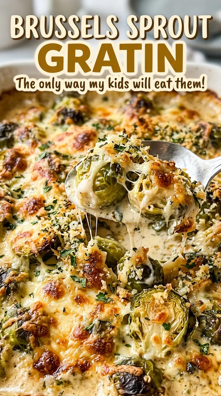 Brussels Sprout Gratin rich cheese sauce