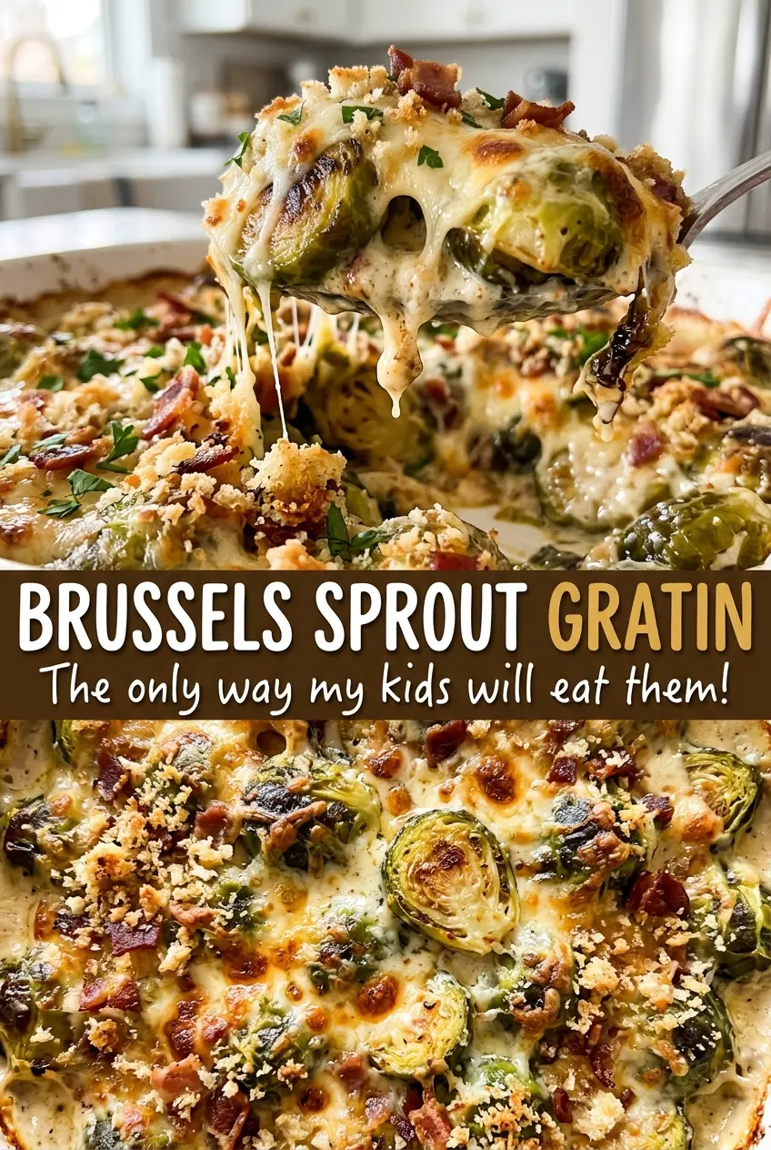 Brussels Sprout Gratin creamy golden topping