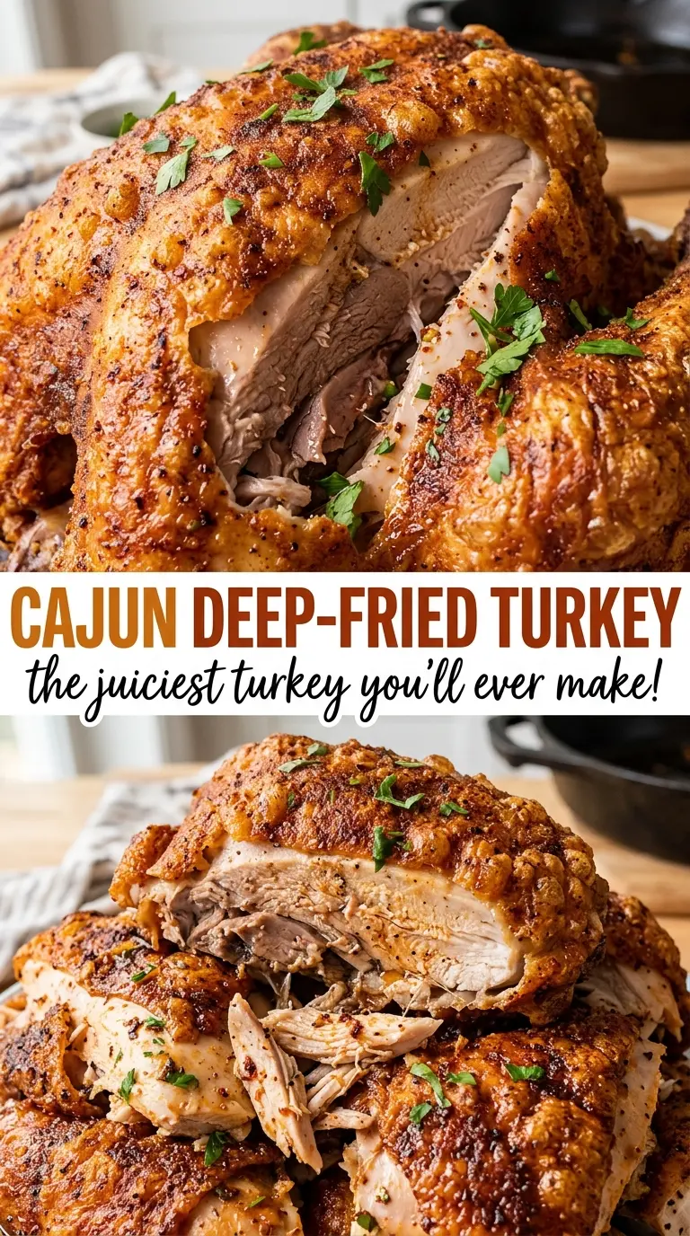 Cajun Deep Fried Turkey crisp browned skin
