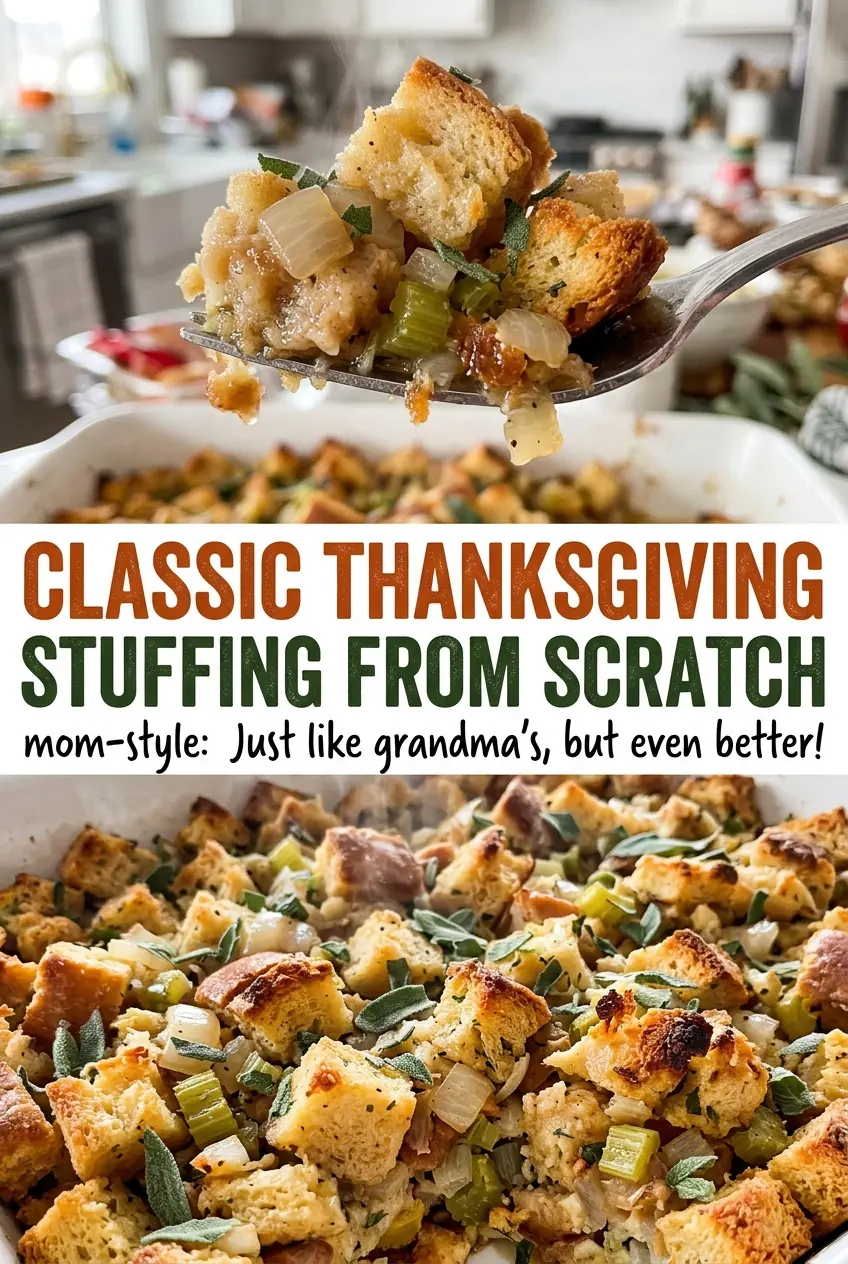 Classic Thanksgiving Stuffing from Scratch golden herb stuffing