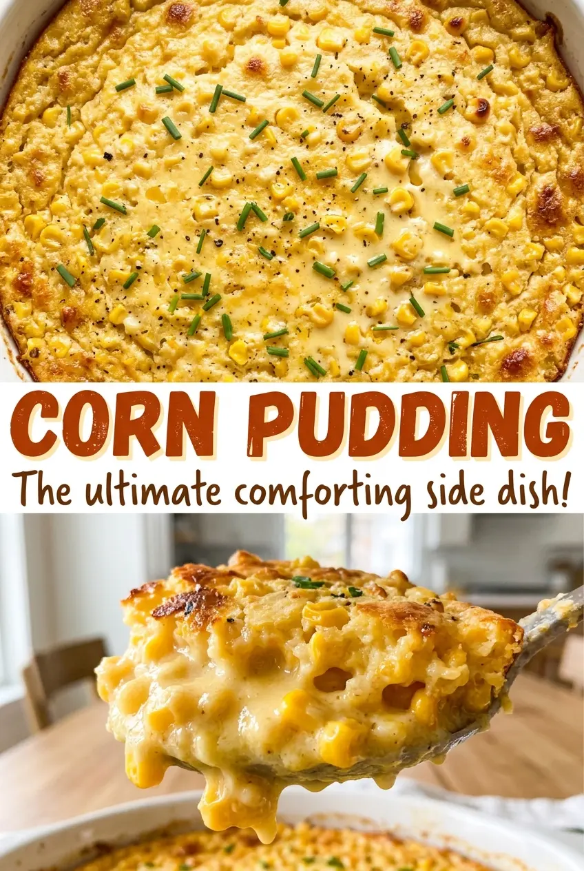 Corn pudding golden creamy center